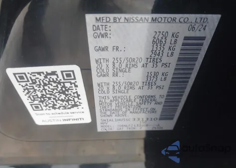 2025 Infiniti Qx60 Autograph Awd z USA, uszkodzony, nr VIN 5N1AL1HU5SC331310